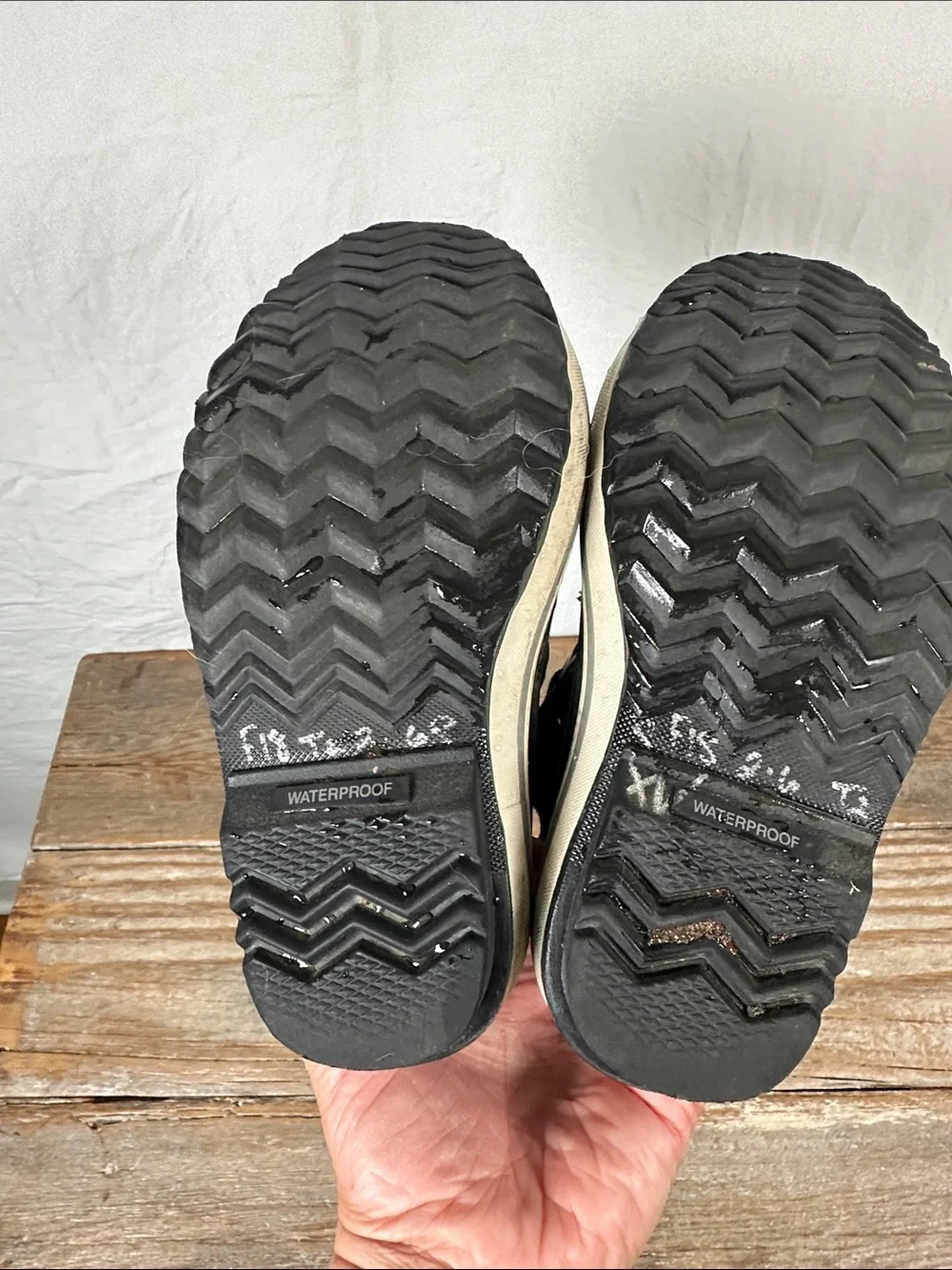 Sorel Kids Black Waterproof Hook-and-Loop Snow Boots